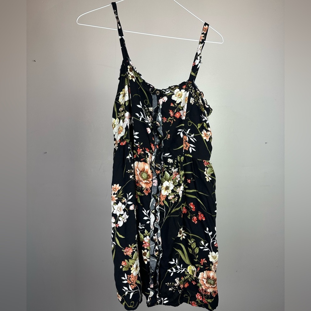 Floral Black Sleeveless Dress Size M